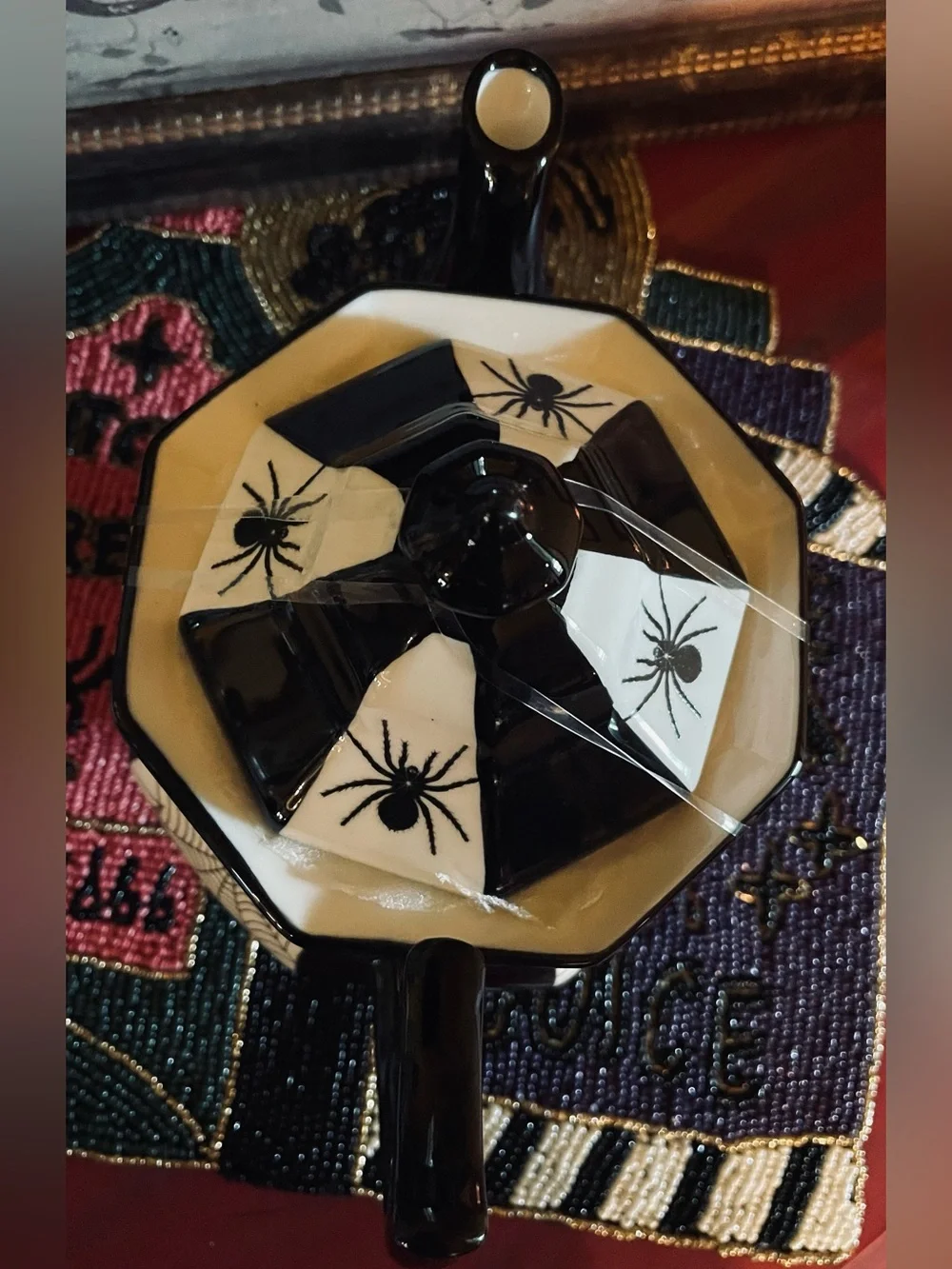 GRACE TEAWARE NWT Halloween Spider And Web Fine Porcelain Gothic Witchy Teapot